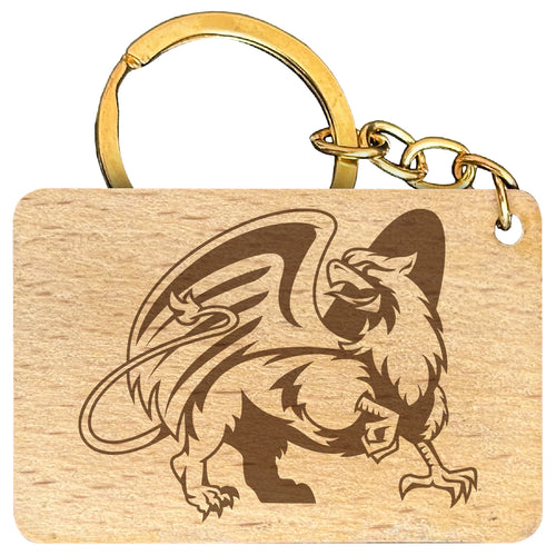 William and Mary Engraved Flat Wood Keychain 1.5