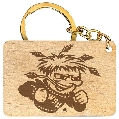 Wichita State Shockers Engraved Flat Wood Keychain 1.5