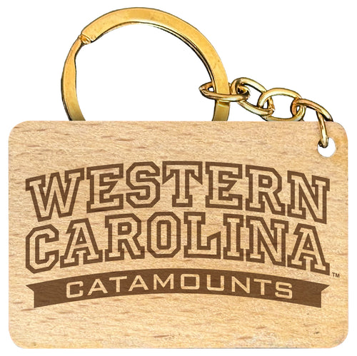 Western Carolina University Engraved Flat Wood Keychain 1.5