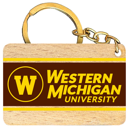 Western Michigan University Flat Wood Keychain 1.5