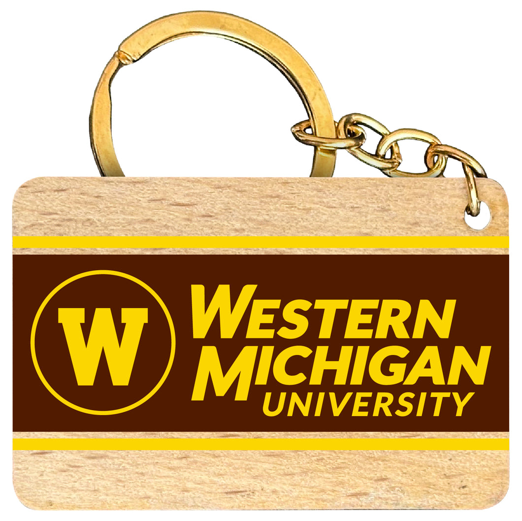 Western Michigan University Flat Wood Keychain 1.5