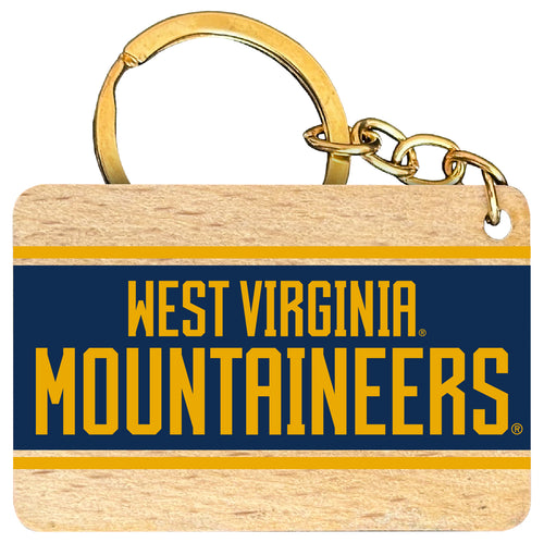 West Virginia Mountaineers Flat Wood Keychain 1.5