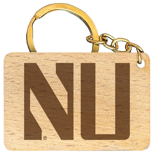 Northwestern University Wildcats Engraved Flat Wood Keychain 1.5