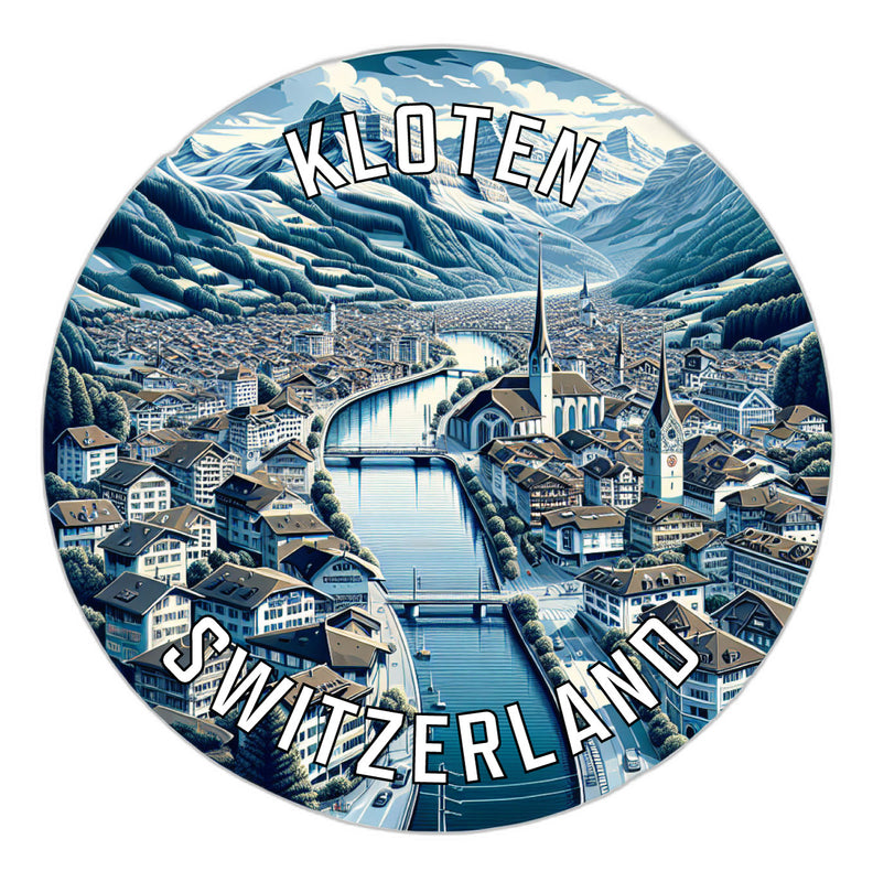 Kloten Switzerland Souvenir Die Cut Flat Magnet 3-Inch