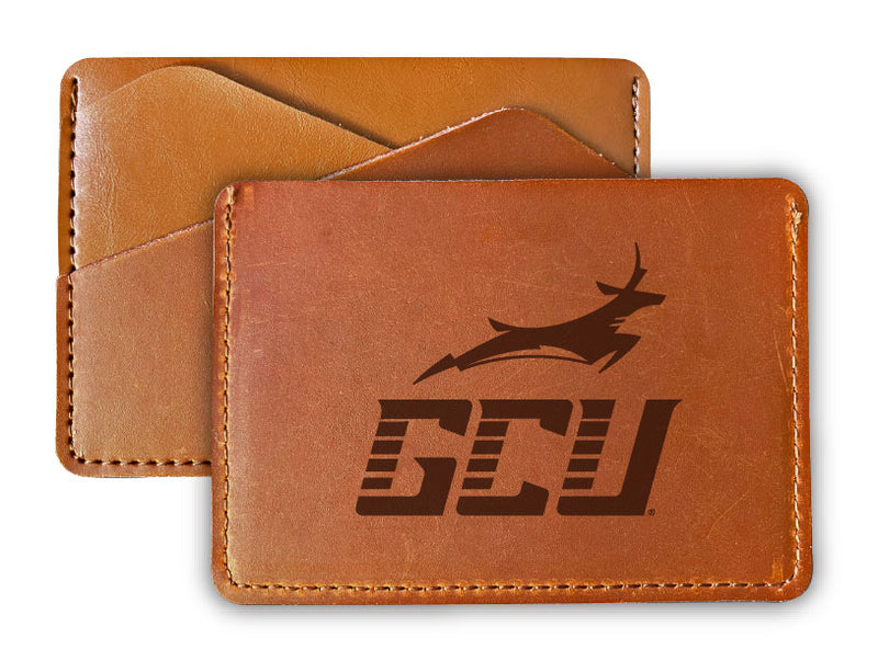 Elegant Grand Canyon University Lopes Leather Card Holder Wallet - Slim Profile, Engraved Design
