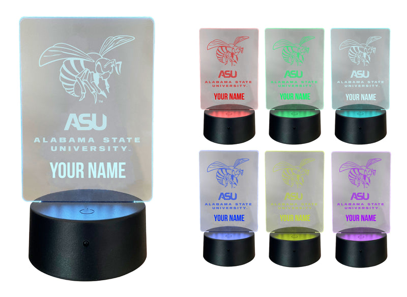 Alabama State University Officially Licensed Acrylic LED Night Light with Remote and USB Plug in 