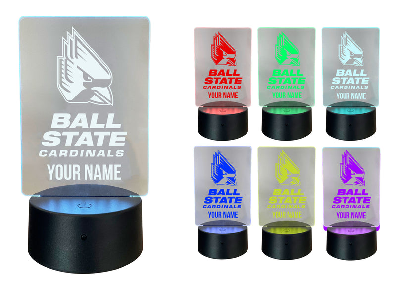 Ball State University Officially Licensed Acrylic LED Night Light with Remote and USB Plug in 