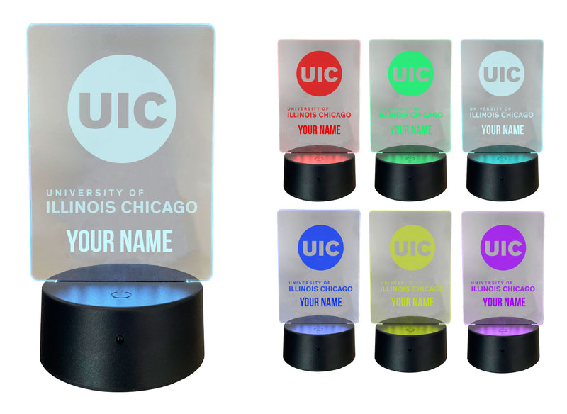 University of Illinois at Chicago Officially Licensed Acrylic LED Night Light with Remote and USB Plug in 