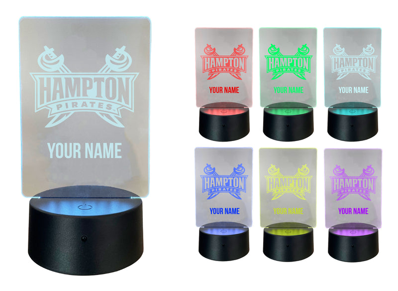 Hampton University Officially Licensed Acrylic LED Night Light with Remote and USB Plug in 