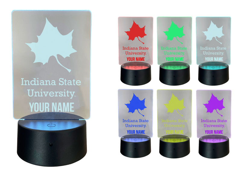 Indiana State University Officially Licensed Acrylic LED Night Light with Remote and USB Plug in 