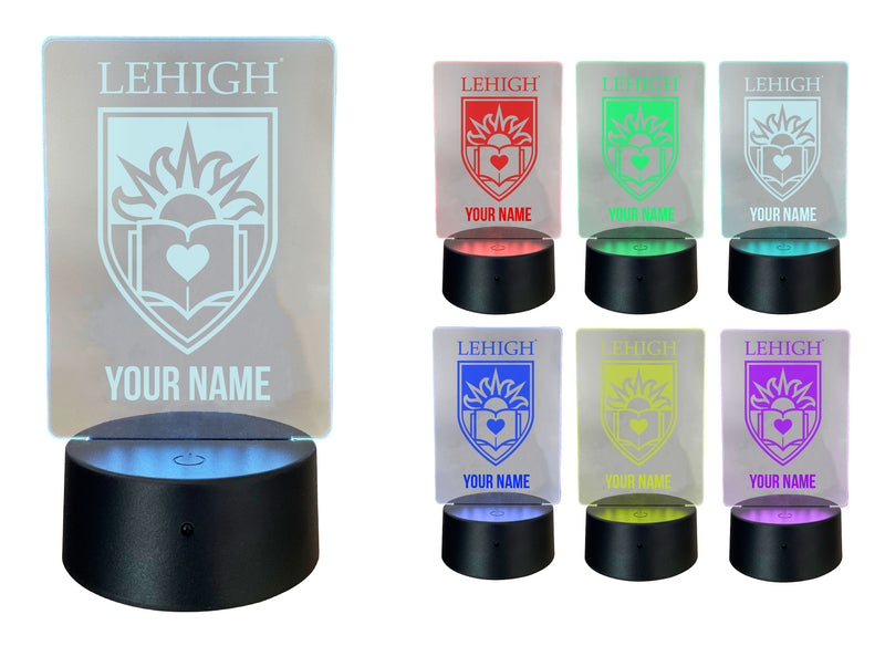 Lehigh University Mountain Hawks Officially Licensed Acrylic LED Night Light with Remote and USB Plug in 