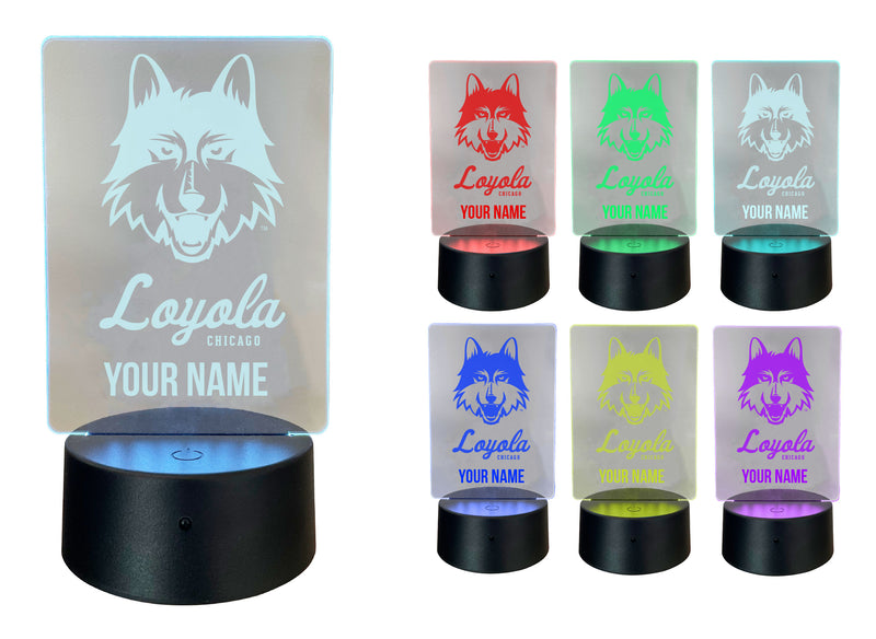Loyola University Ramblers Officially Licensed Acrylic LED Night Light with Remote and USB Plug in 