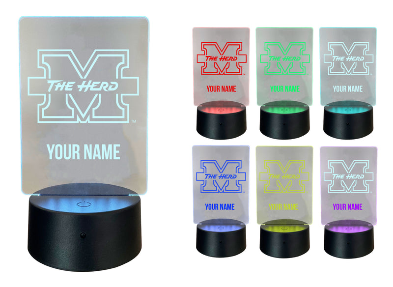 Marshall Thundering Herd Officially Licensed Acrylic LED Night Light with Remote and USB Plug in 