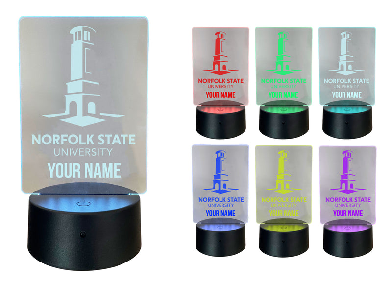 Norfolk State University Officially Licensed Acrylic LED Night Light with Remote and USB Plug in 