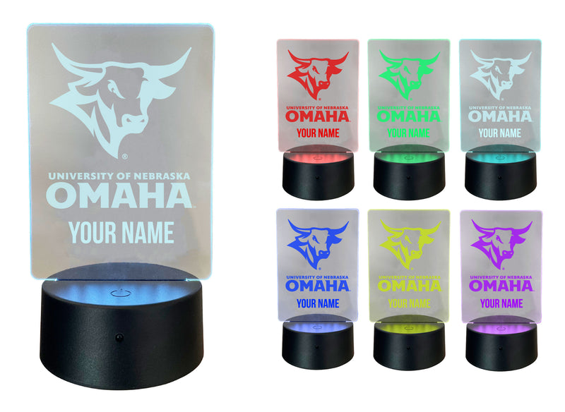 Nebraska at Omaha Officially Licensed Acrylic LED Night Light with Remote and USB Plug in 