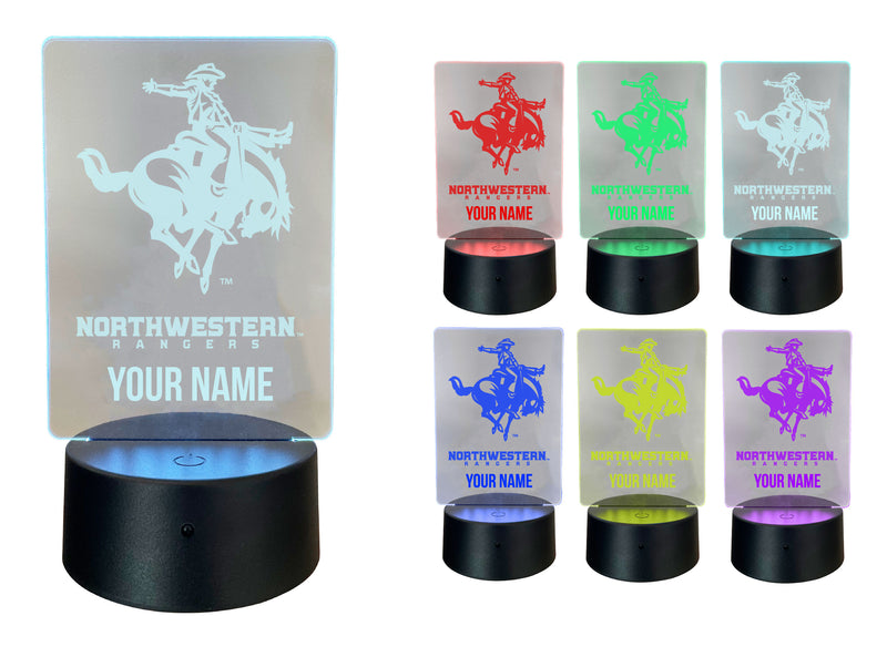Northwestern Oklahoma State University Officially Licensed Acrylic LED Night Light with Remote and USB Plug in 