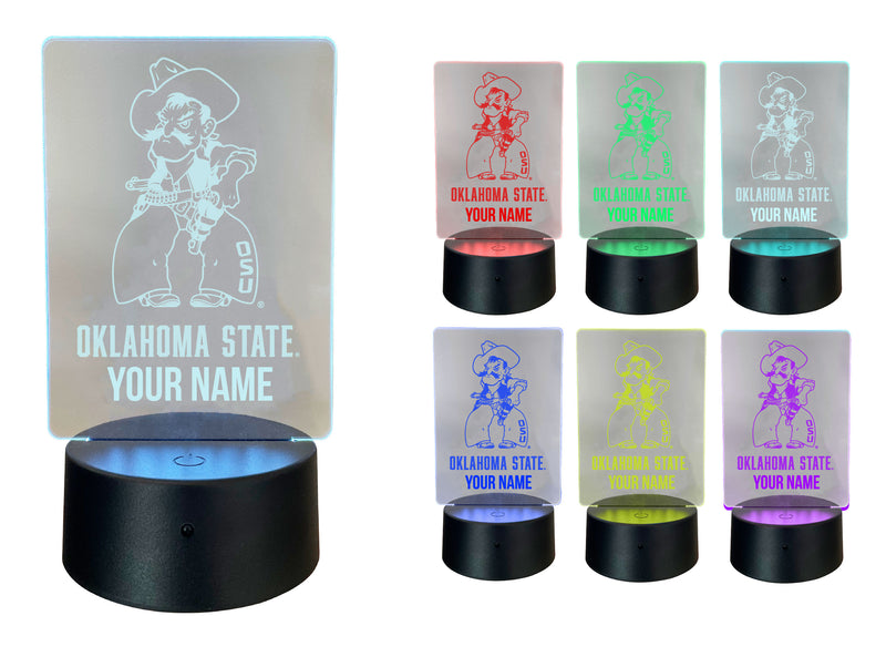 Oklahoma State Cowboys Officially Licensed Acrylic LED Night Light with Remote and USB Plug in 