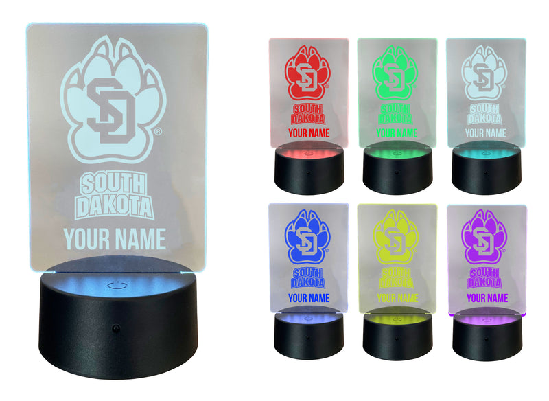 South Dakota Coyotes Officially Licensed Acrylic LED Night Light with Remote and USB Plug in 