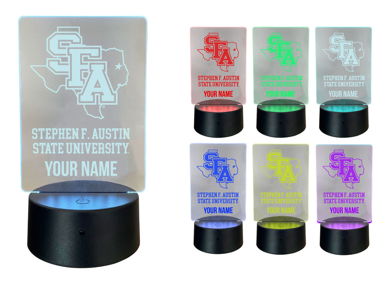 Stephen F. Austin State University Officially Licensed Acrylic LED Night Light with Remote and USB Plug in 