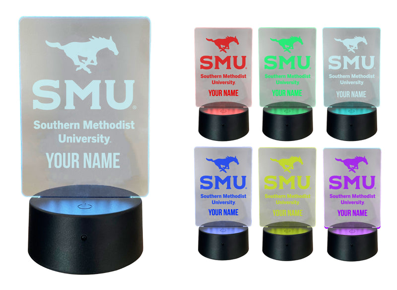 Southern Methodist University Officially Licensed Acrylic LED Night Light with Remote and USB Plug in 