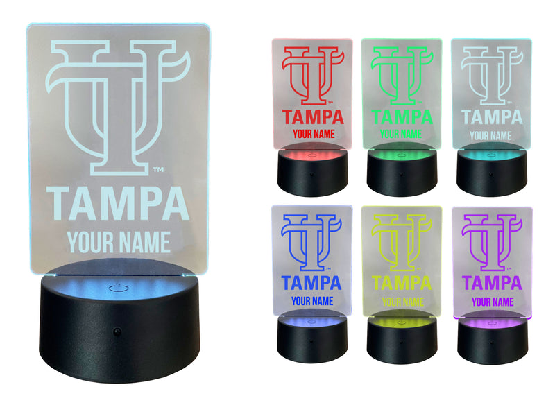 University of Tampa Spartans Officially Licensed Acrylic LED Night Light with Remote and USB Plug in 