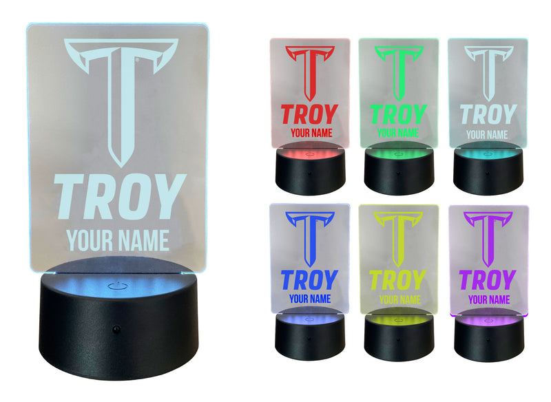 Troy University Officially Licensed Acrylic LED Night Light with Remote and USB Plug in 
