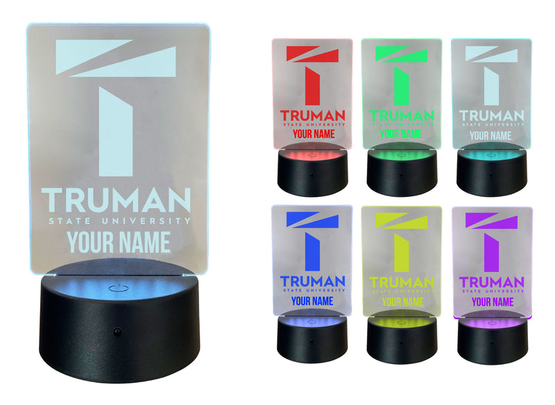 Truman State University Officially Licensed Acrylic LED Night Light with Remote and USB Plug in 
