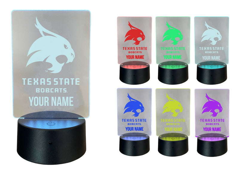 Texas State Bobcats Officially Licensed Acrylic LED Night Light with Remote and USB Plug in 