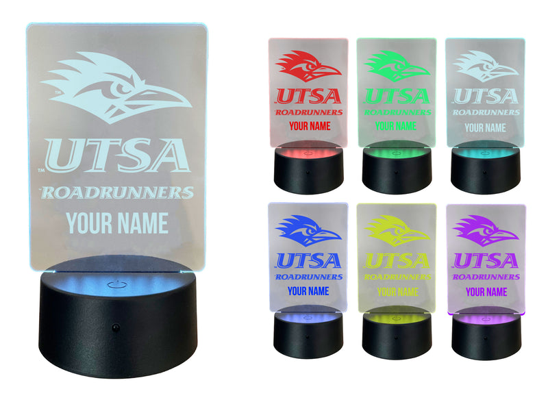 UTSA Road Runners Officially Licensed Acrylic LED Night Light with Remote and USB Plug in 