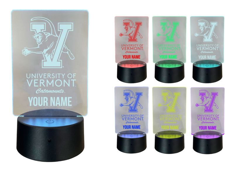 Vermont Catamounts Officially Licensed Acrylic LED Night Light with Remote and USB Plug in 
