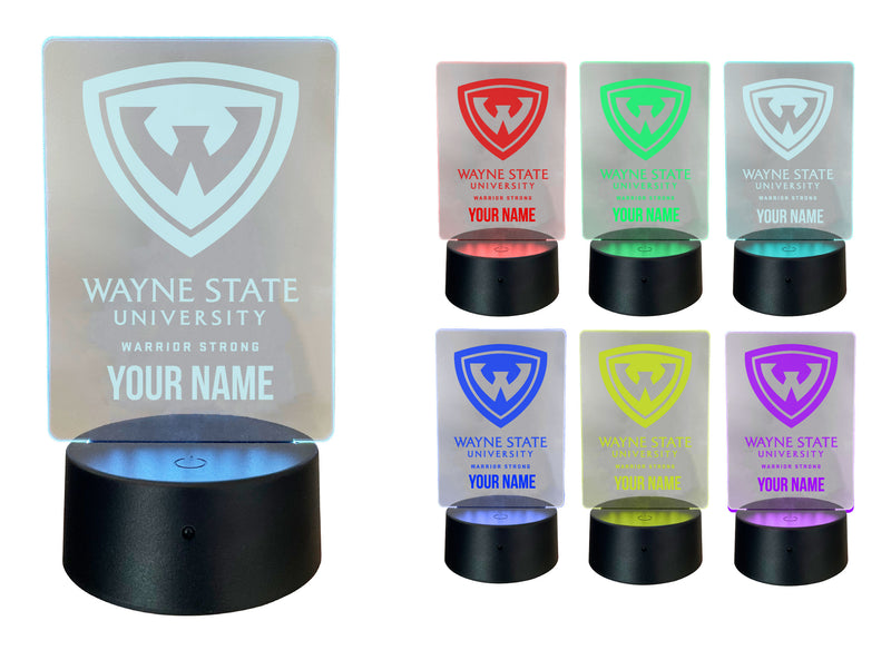 Wayne State Officially Licensed Acrylic LED Night Light with Remote and USB Plug in 