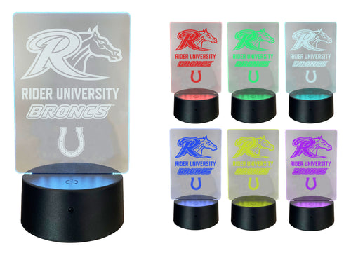 Rider University Broncs Acrylic Color Changing LED Night Light with Remote and USB plug in Officially Licensed Collegiate Product Single