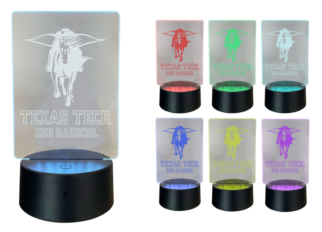 Texas Tech Red Raiders Acrylic Color Changing LED Night Light with Remote and USB plug in Officially Licensed Collegiate Product Single