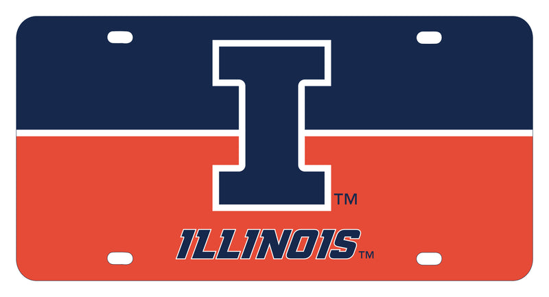 Illinois Fighting Illini Metal License Plate Officially Licensed Collegiate Product 