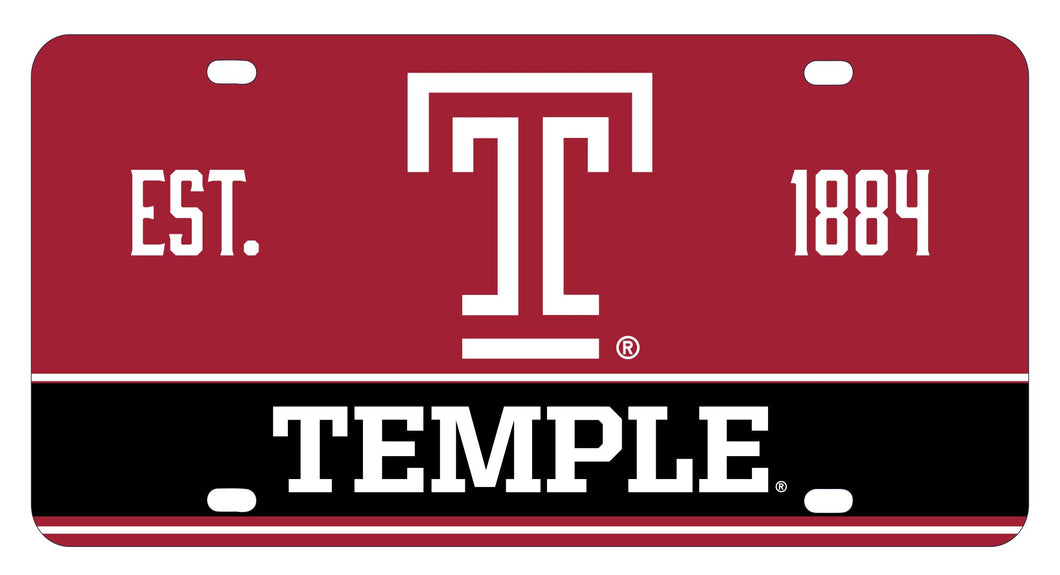 Temple University Metal License Plate Car Tag