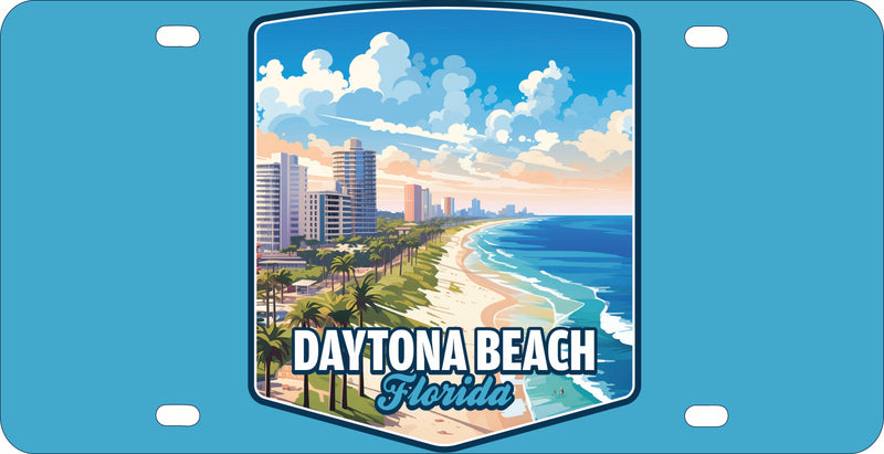 Daytona Beach Florida Ocean Shoreline Design Souvenir Metal License Plate 