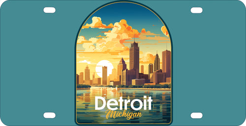 Detroit Michigan Design B Souvenir Metal License Plate 