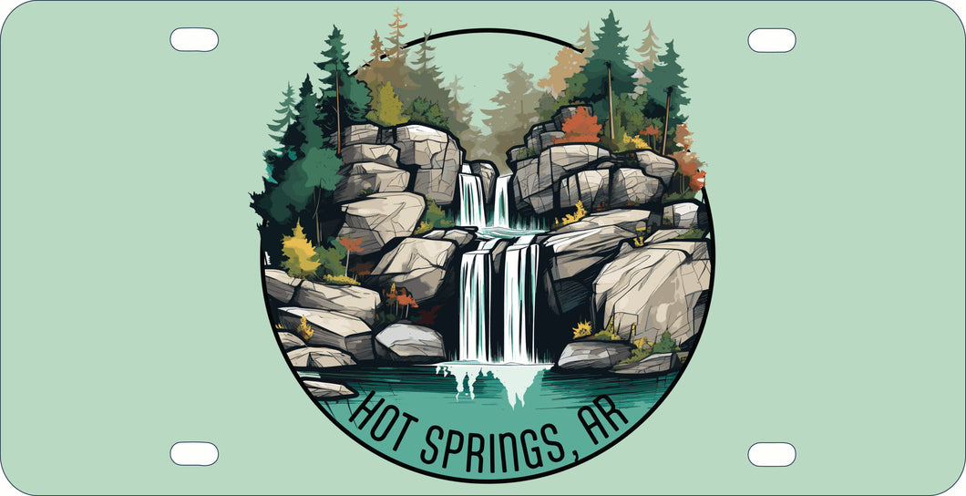 Hot Springs Arkansas Waterfall Illustration Design Souvenir Metal License Plate 