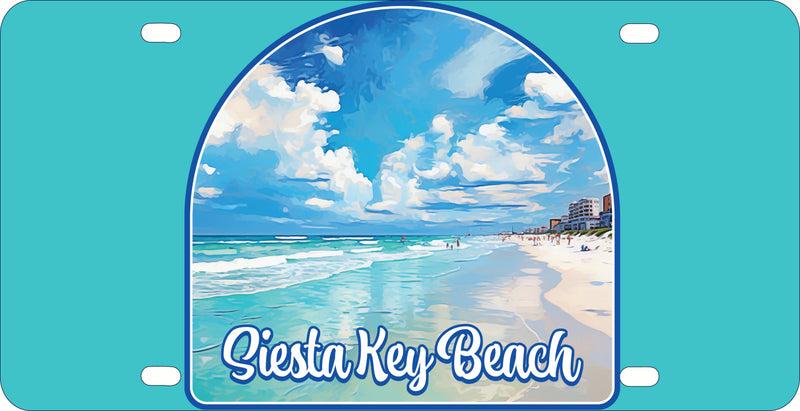 Siesta Key Beach Florida Oceanfront Design Souvenir Metal License Plate 