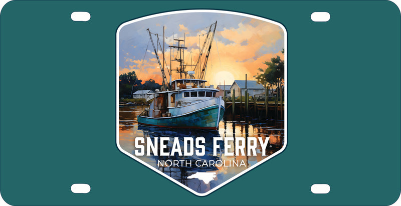 Sneads Ferry North Carolina Shrimp Boat Design Souvenir Metal License Plate 