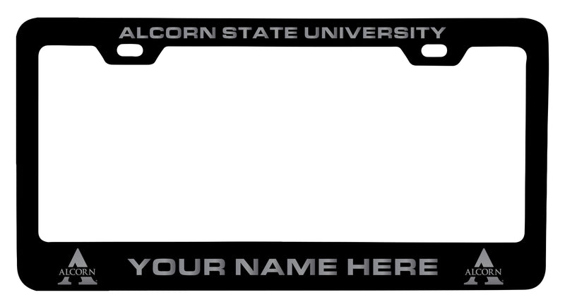 Alcorn State Braves Customizable Engraved Metal License Plate Frame Officially Licensed Collegiate Product  Black
