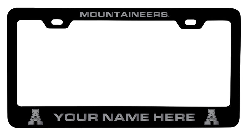 Appalachian State Customizable Engraved Metal License Plate Frame Officially Licensed Collegiate Product  Black
