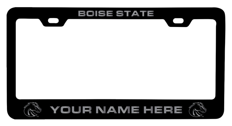 Boise State Broncos Customizable Engraved Metal License Plate Frame Officially Licensed Collegiate Product  Black