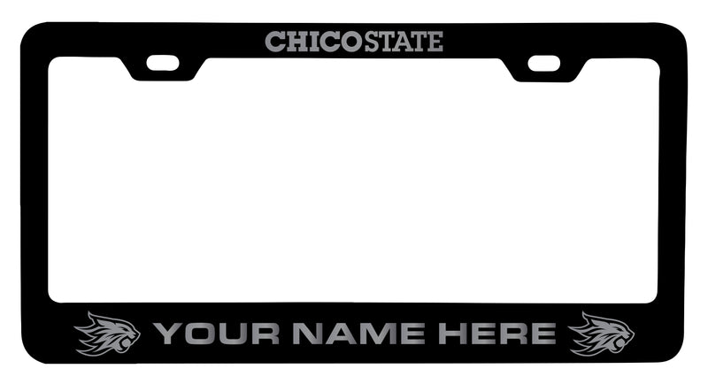 California State University, Chico Customizable Engraved Metal License Plate Frame Officially Licensed Collegiate Product  Black