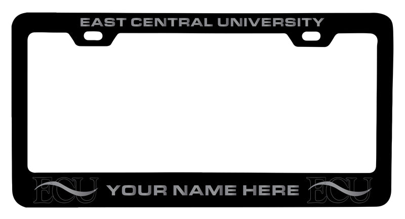 East Central University Tigers Customizable Engraved Metal License Plate Frame Officially Licensed Collegiate Product  Black