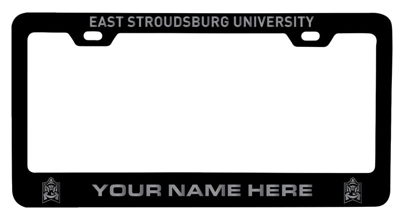 East Stroudsburg University Customizable Engraved Metal License Plate Frame Officially Licensed Collegiate Product  Black