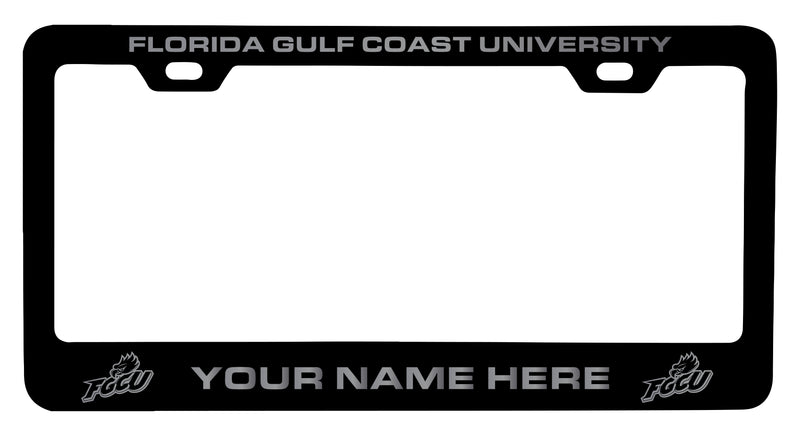 Florida Gulf Coast Eagles Customizable Engraved Metal License Plate Frame Officially Licensed Collegiate Product  Black