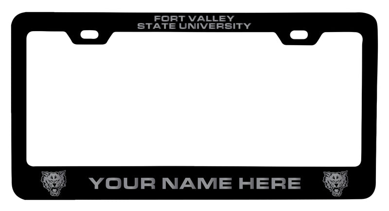 Fort Valley State University Customizable Engraved Metal License Plate Frame Officially Licensed Collegiate Product  Black
