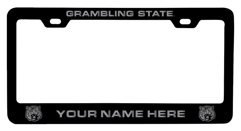 Grambling State Tigers Customizable Engraved Metal License Plate Frame Officially Licensed Collegiate Product  Black