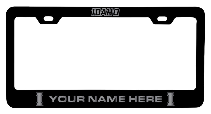 Idaho Vandals Customizable Engraved Metal License Plate Frame Officially Licensed Collegiate Product  Black